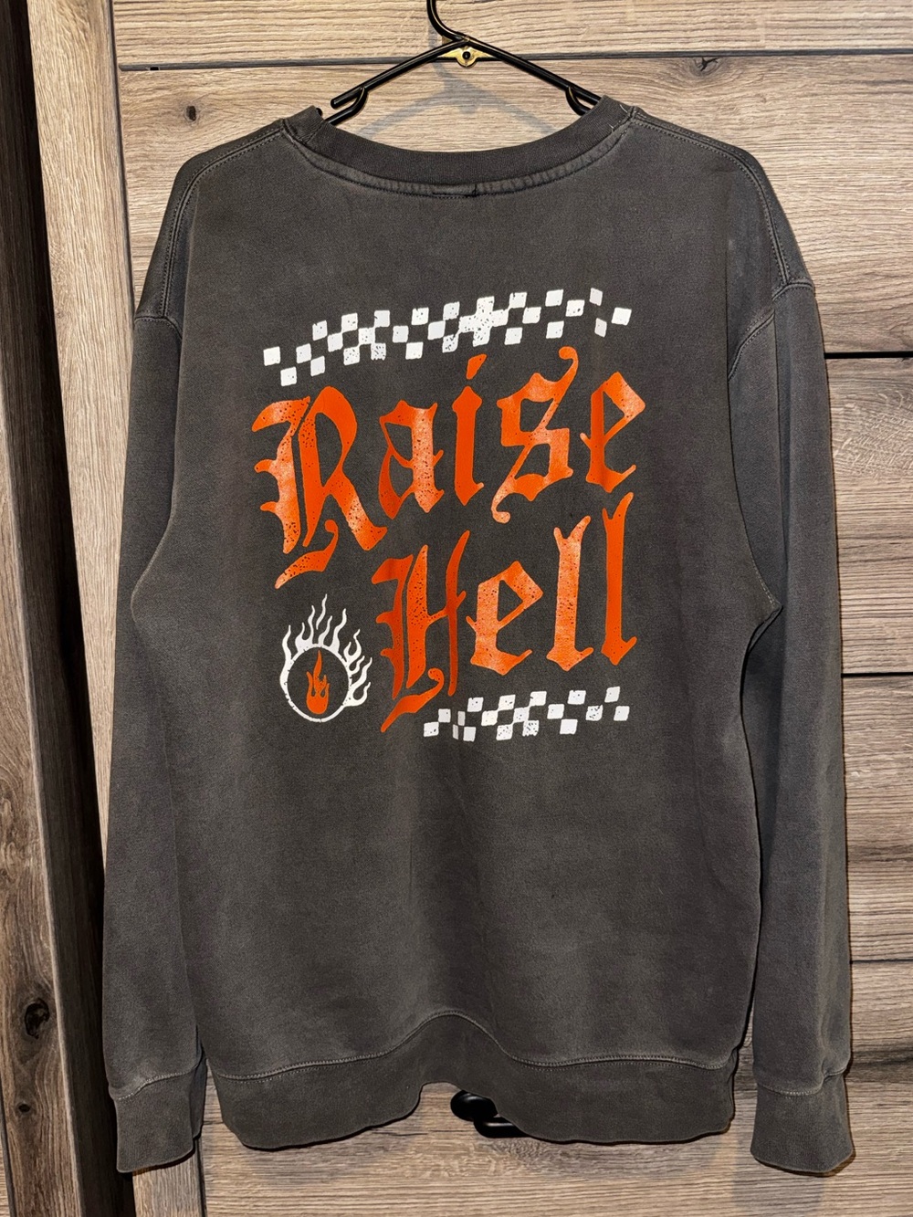 Hell Babes Graphic Crewneck Sweatshirt - Charcoal/Orange